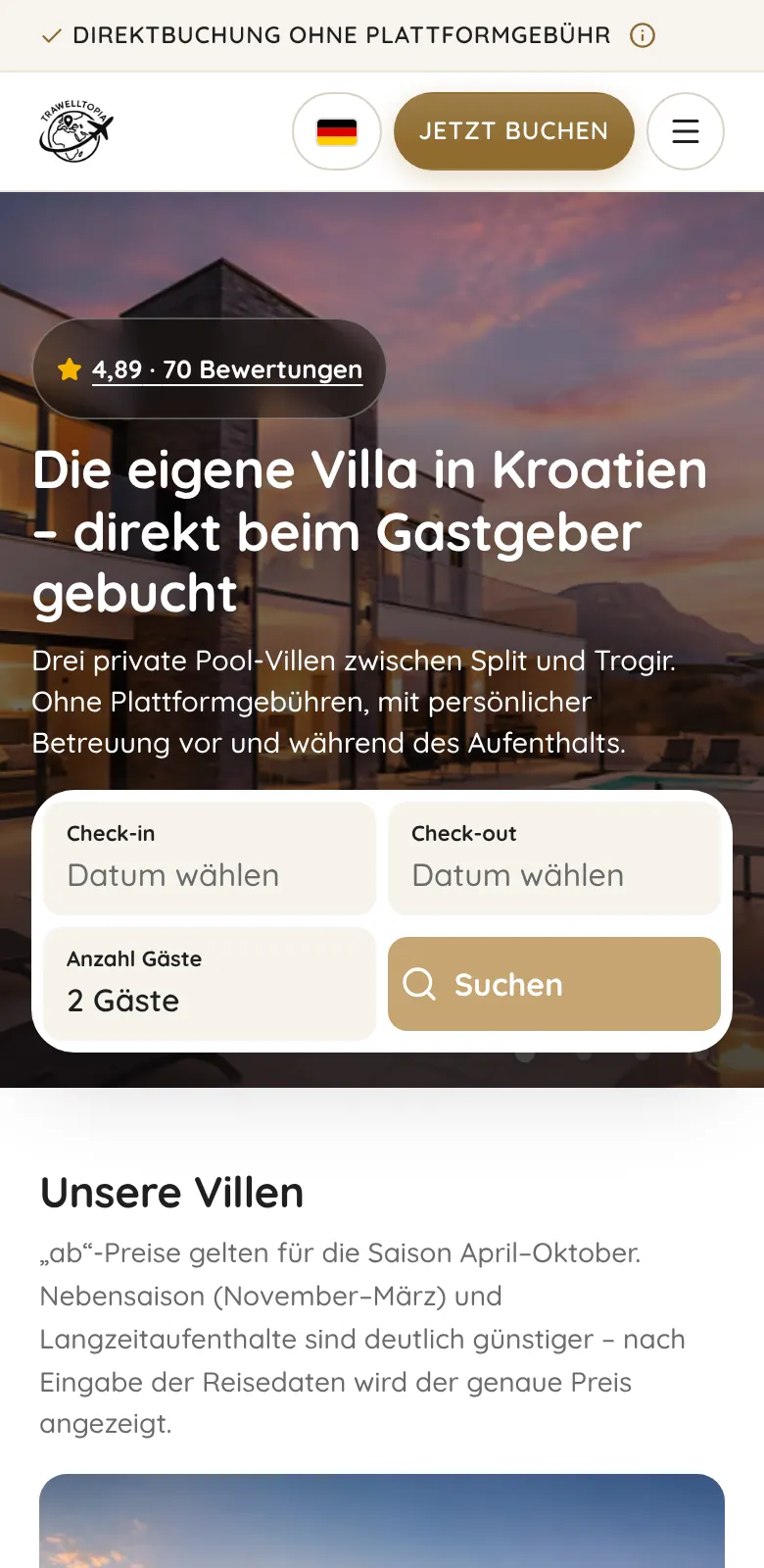 Die gleiche Seite auf dem Smartphone
